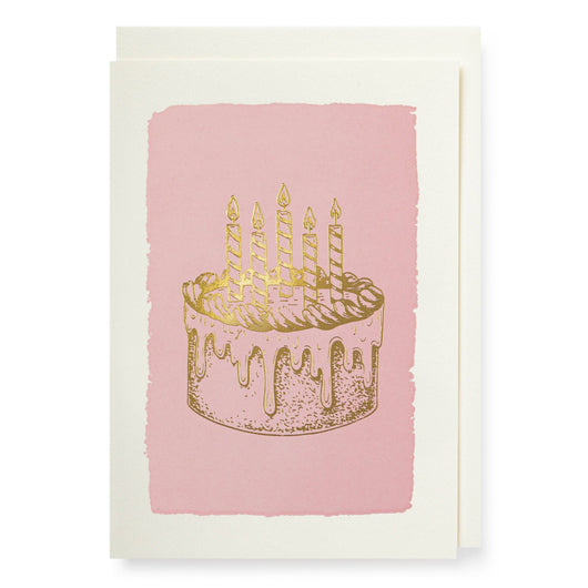 Cake and Candles (Gold & Pink) Card