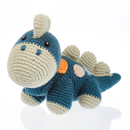 Hand-stitched Plush Dino Rattle