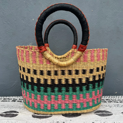 Ghana Bolga Beach Oval Multicolor Shopper Basket