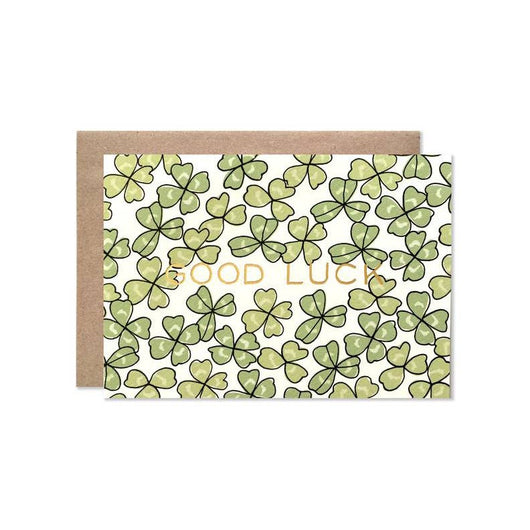'Good Luck' Shamrocks w/ Gold Foil Card