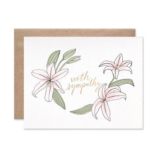 'With Sympathy' Lilies w/ Gold Foil Card