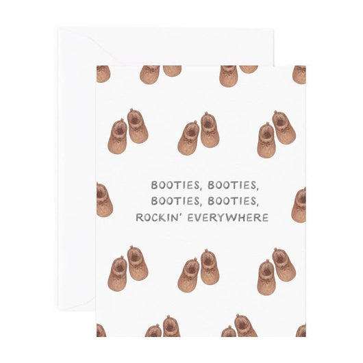 'Booties, Booties Rockin' Everywhere' Baby Card