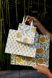 Hand Block Printed Gift Bag - Sunshine Collection - Variety of Styles (Medium)