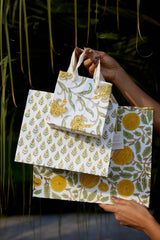 Hand Block Printed Gift Bag - Sunshine Collection - Variety of Styles (Medium)