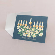 'Happy Hanukkah' Floral Menorah (Greeting Card - Set of 8)