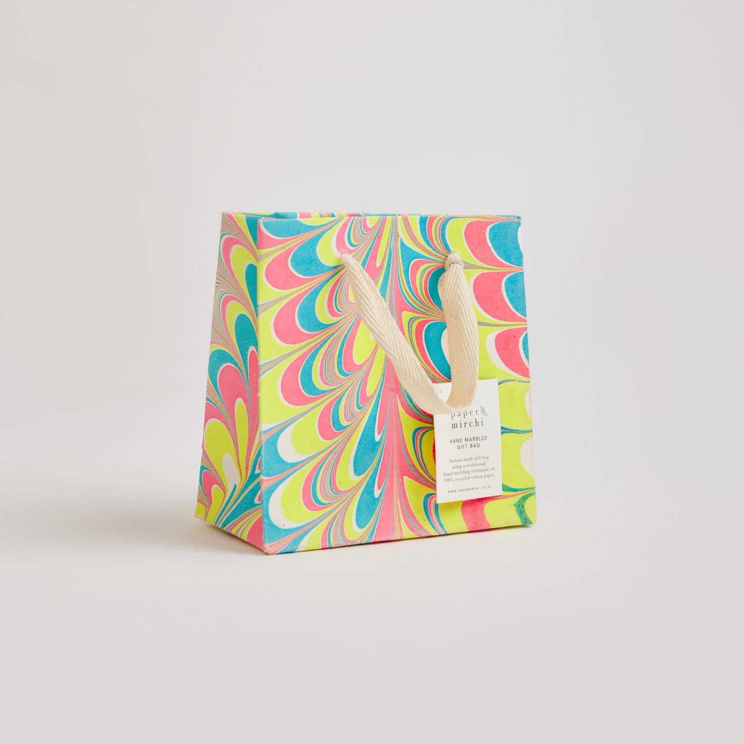Hand Block Printed Gift Bag - Neon Collection - Variety of Styles (Small)