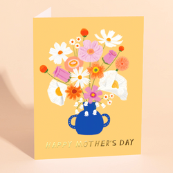 'Happy Mother's Day' Yellow Flowers & Vase Card