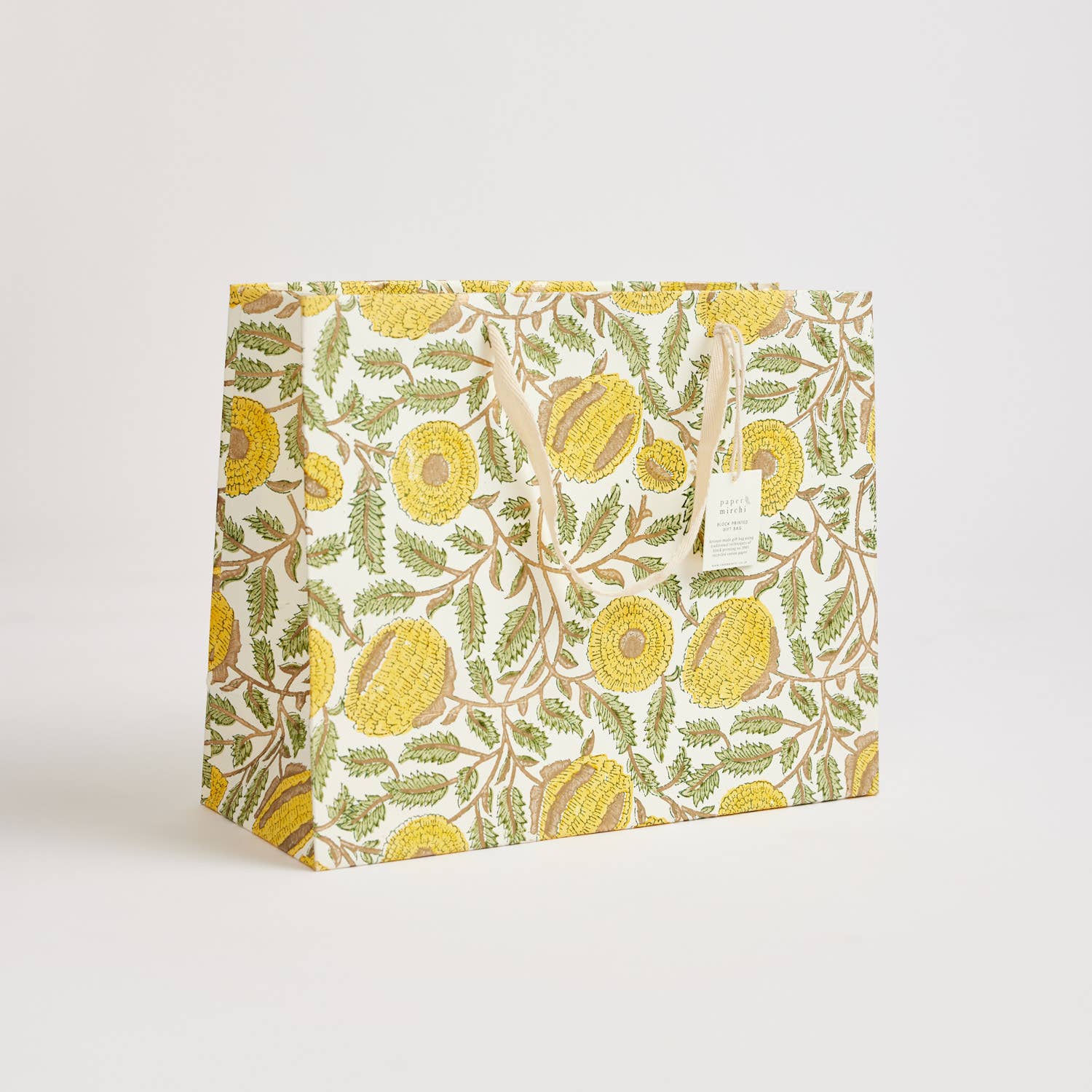 Hand Block Printed Gift Bag - Sunshine Collection - Variety of Styles (Large)