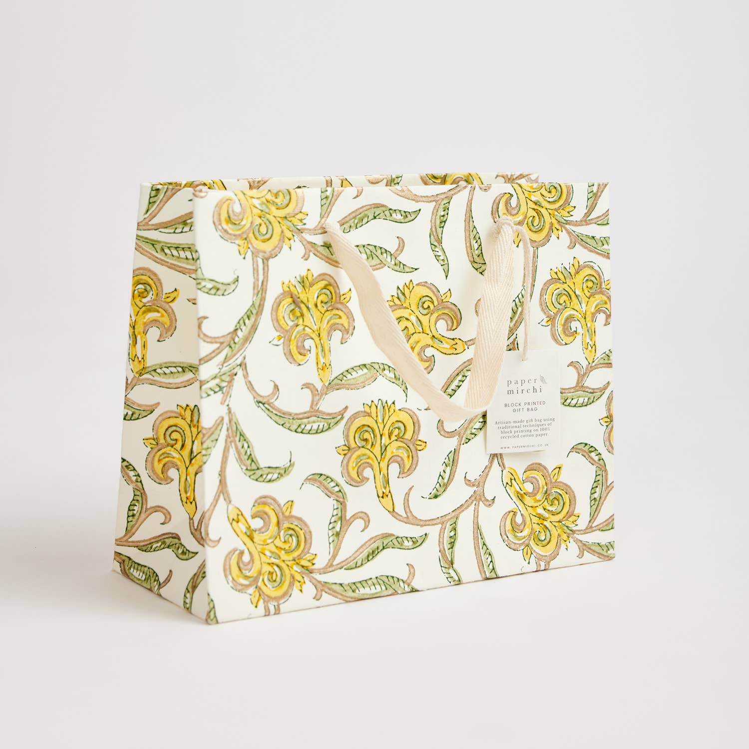 Hand Block Printed Gift Bag - Sunshine Collection - Variety of Styles (Medium)