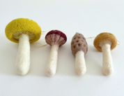 Felted Wool Mushroom Ornament (Set of 4)