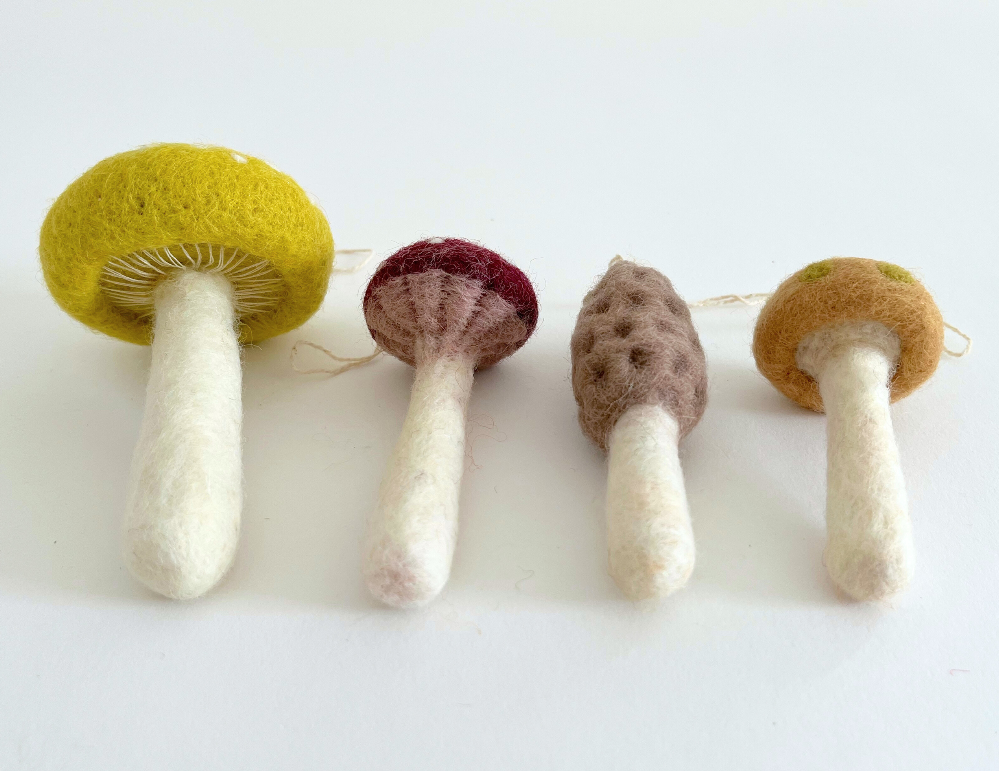 Felted Wool Mushroom Ornament (Set of 4)