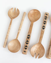 Hand-Carved Thin Woven Mango Wood Salad Servers
