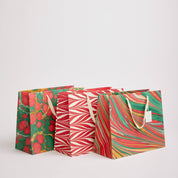 Hand Marbled Gift Bags (Large) - Christmas Glitz (Variety of Colors)