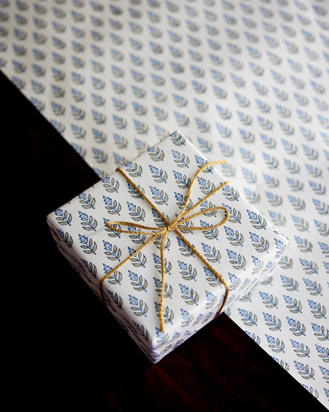 Block-Printed Gift Wrapping Paper Sheet (in Buti Blue Stone)