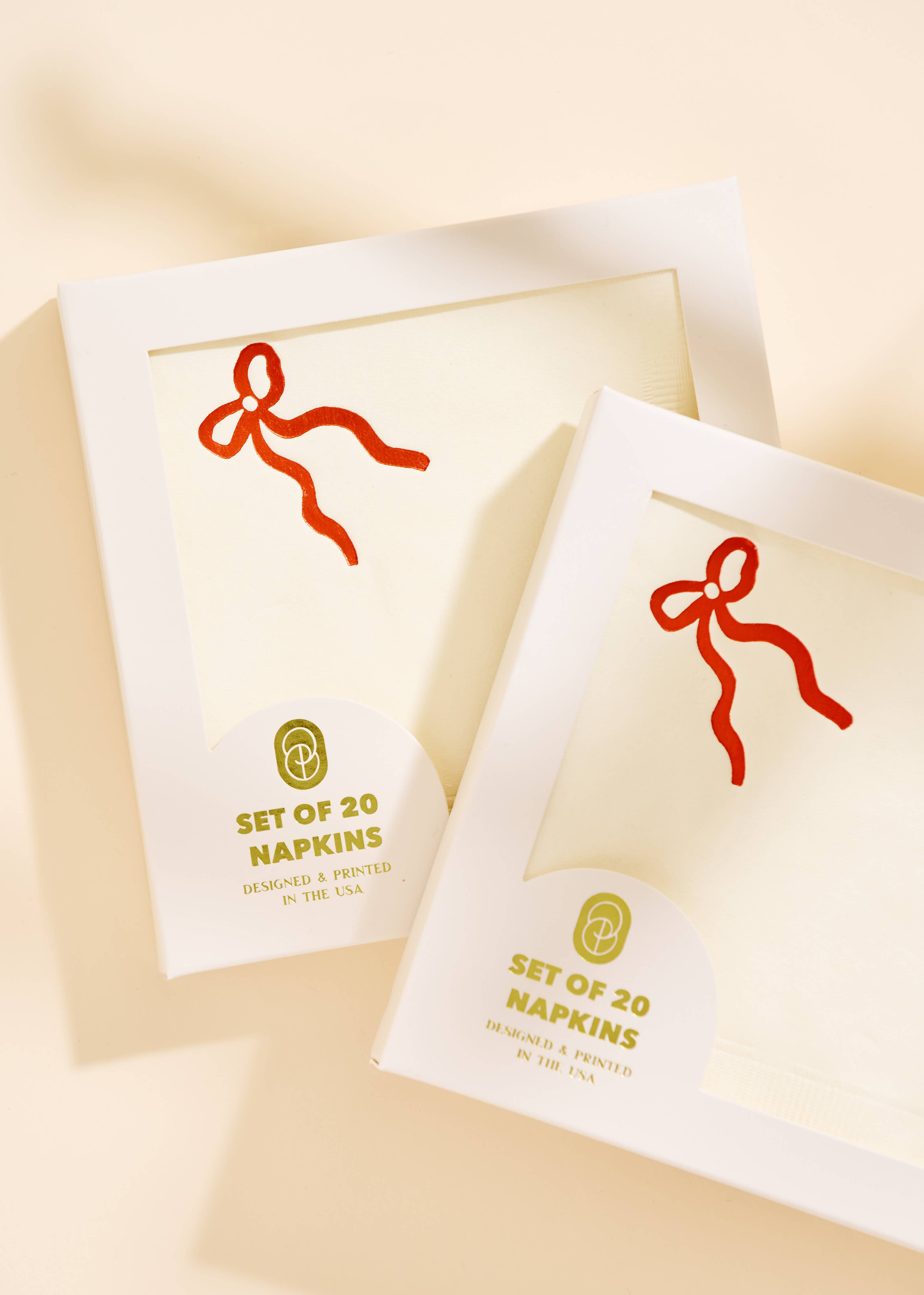 Classic Red Bow Cocktail Paper Beverage Napkins (Set of 20)