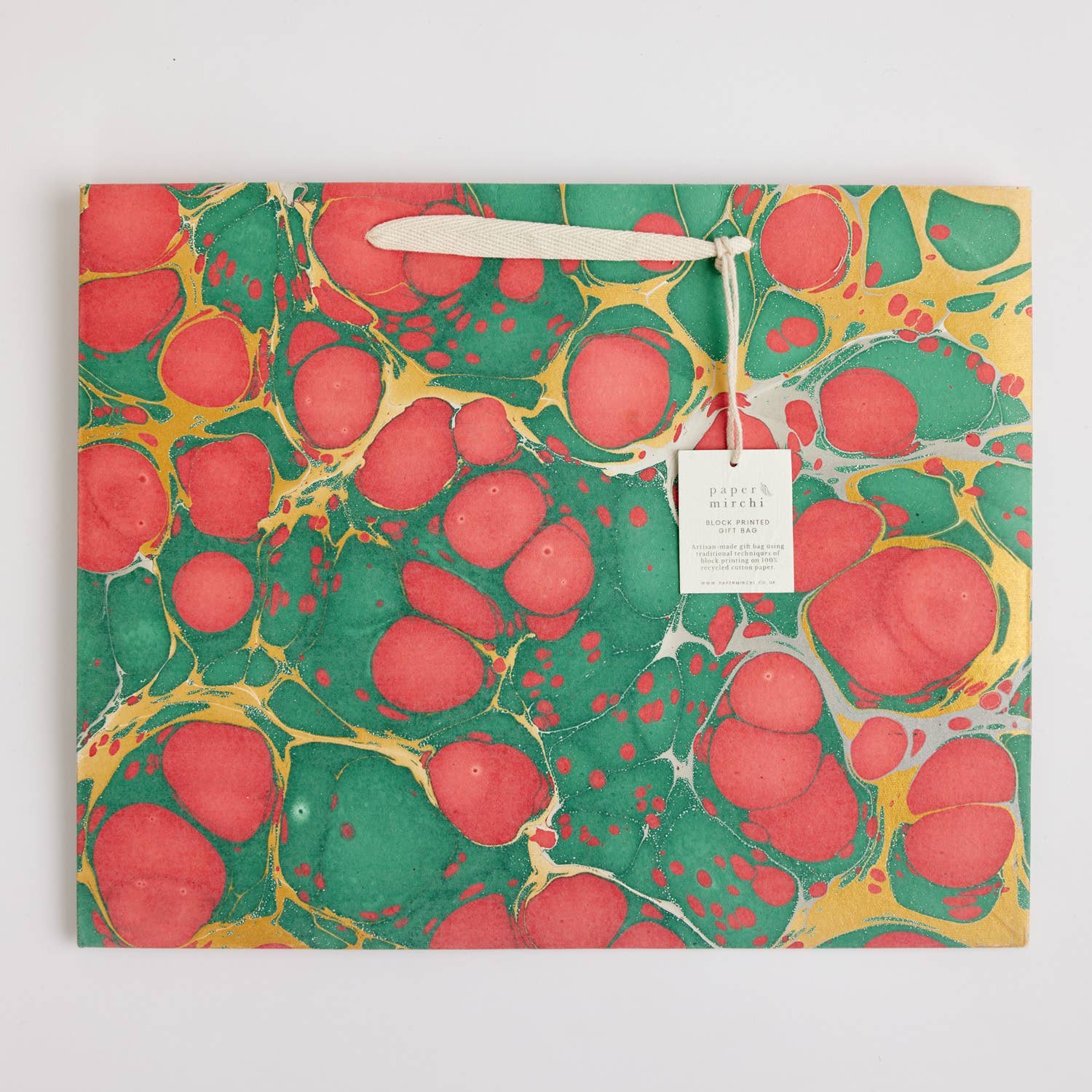 Hand Marbled Gift Bags (Large) - Christmas Glitz (Variety of Colors)