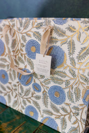 Hand Block Printed Gift Bag - Blue Stone Collection - Variety of Styles (Large)