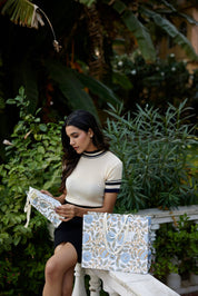 Hand Block Printed Gift Bag - Blue Stone Collection - Variety of Styles (Medium)