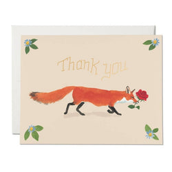 'Thank You' Fox Rose Card