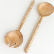 Hand-Carved Thin Woven Mango Wood Salad Servers