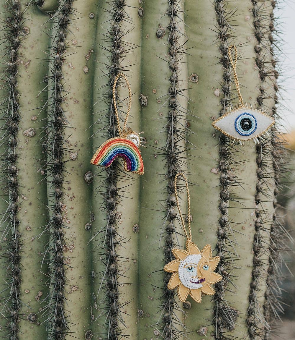 Sun | Moon Ornament - Hand Embroidered