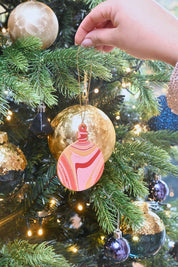 Keepsake Marble Ornament Greeting Card - Bauble Joyful Red