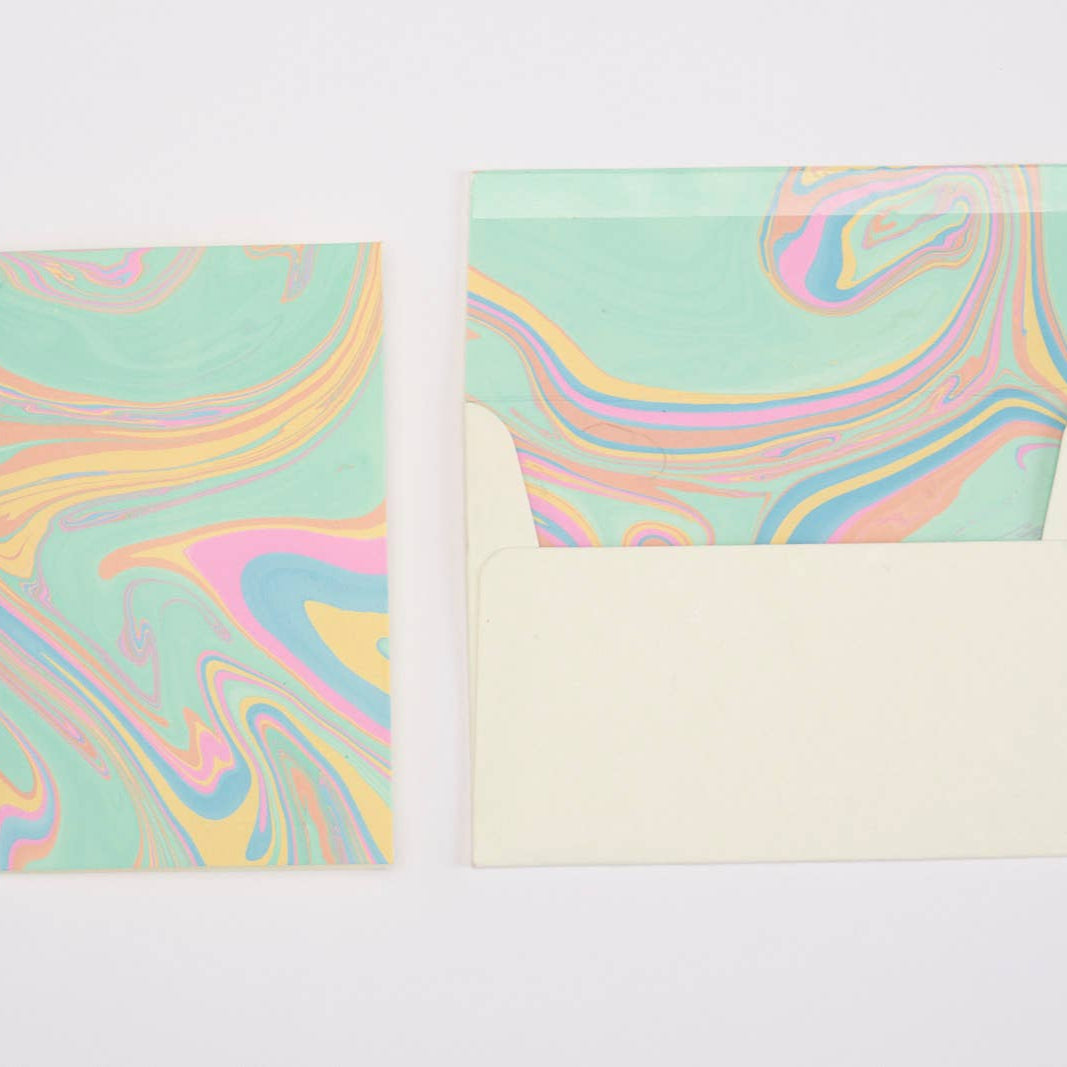 Hand Marbled Greeting Card (in Pastel Punch)