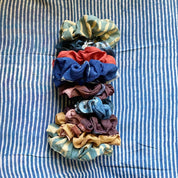 Scrunchies | Cotton Silk Hand-Dyed + Block Print (set of 2)
