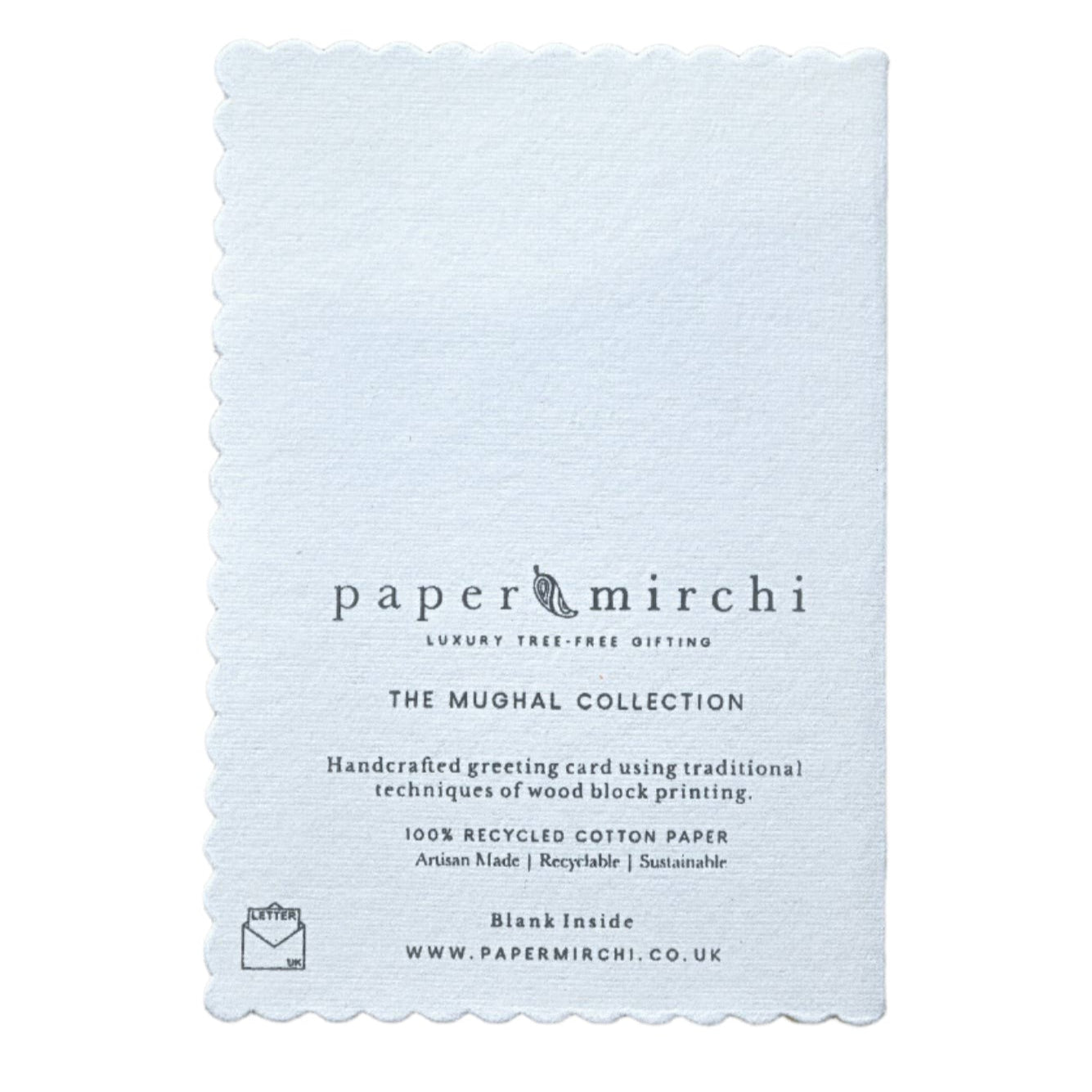 Hand Block Printed Greeting Card (in Kamal Coral)