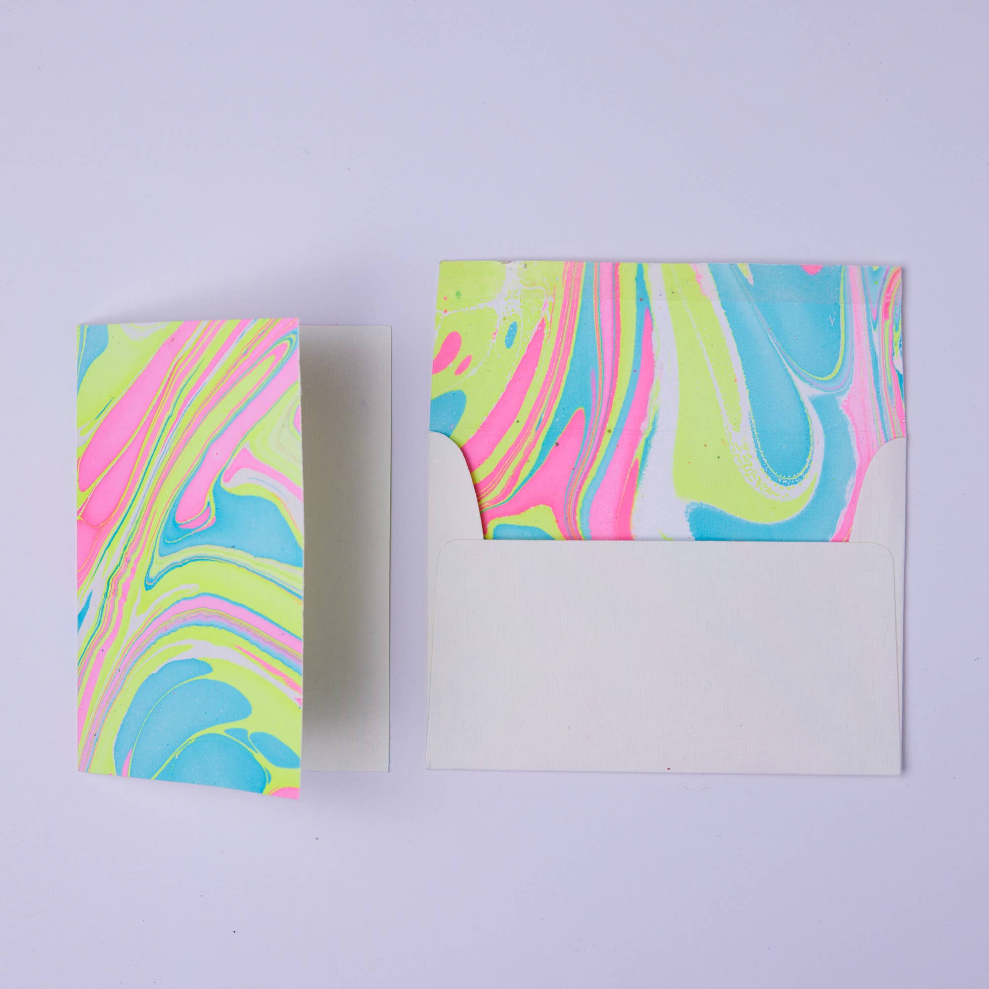 Hand Marbled Greeting Card (in Neon Waves)