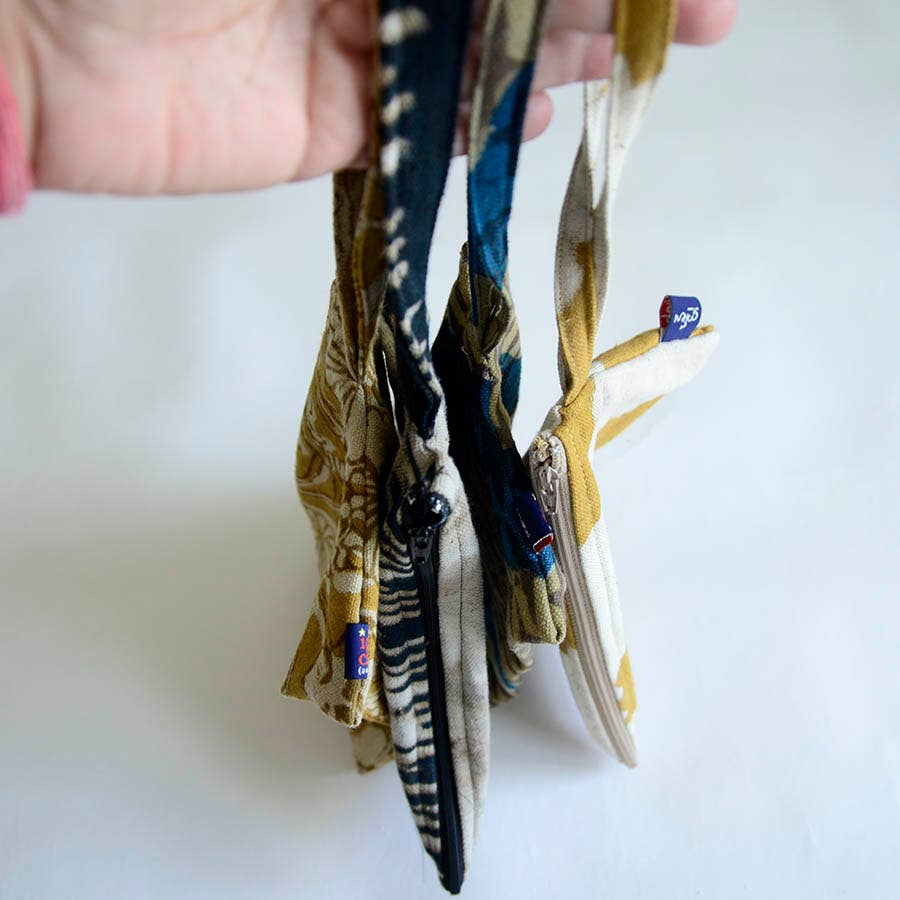 Clutch - Handmade Cotton Floral Zip Pouch in Hope Pattern