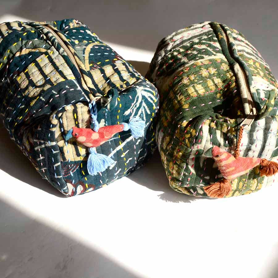 Zero Waste Cotton Large Toiletry Bag Travel Pouch - PATCH