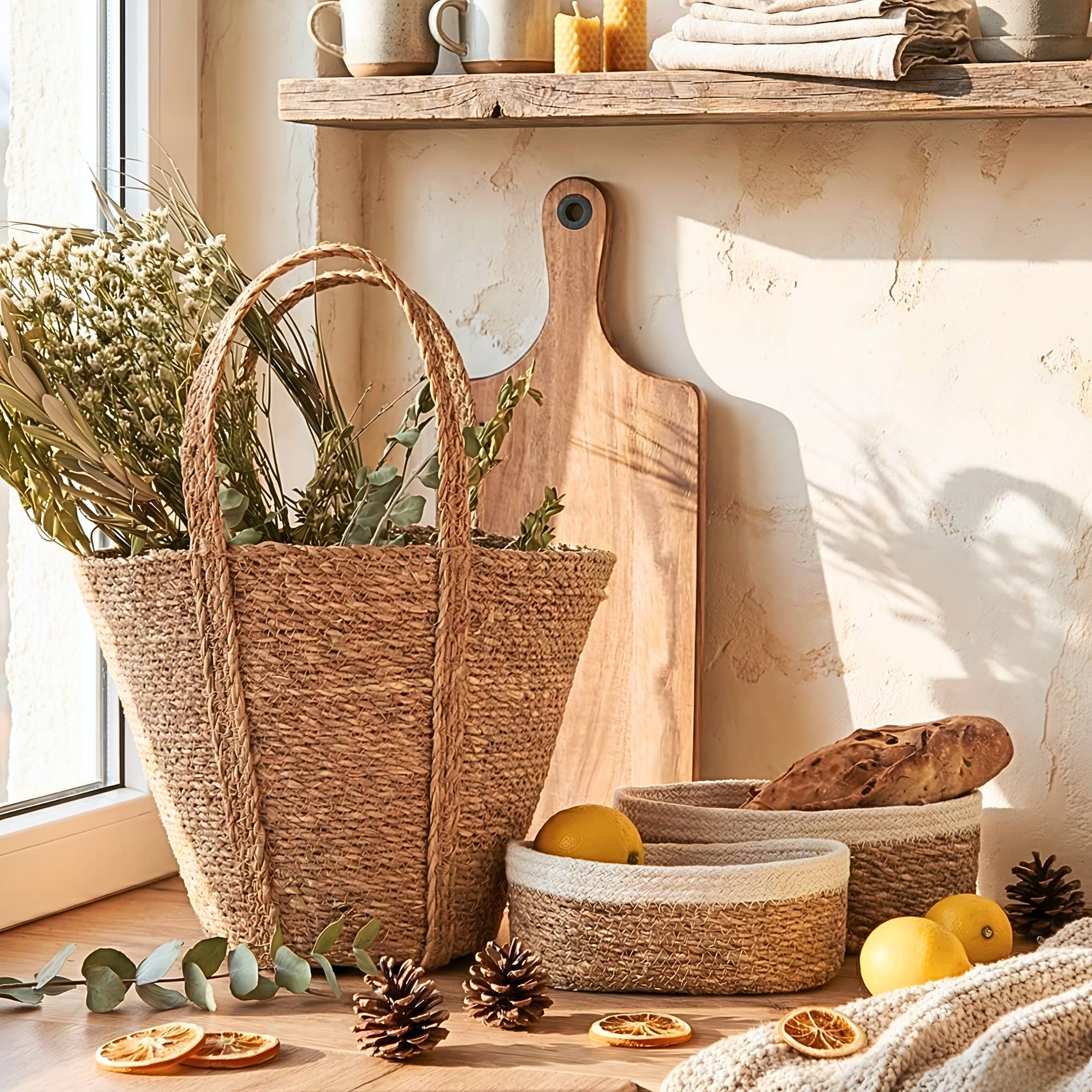 Artisanal Handmade Savar Gift Basket Tote