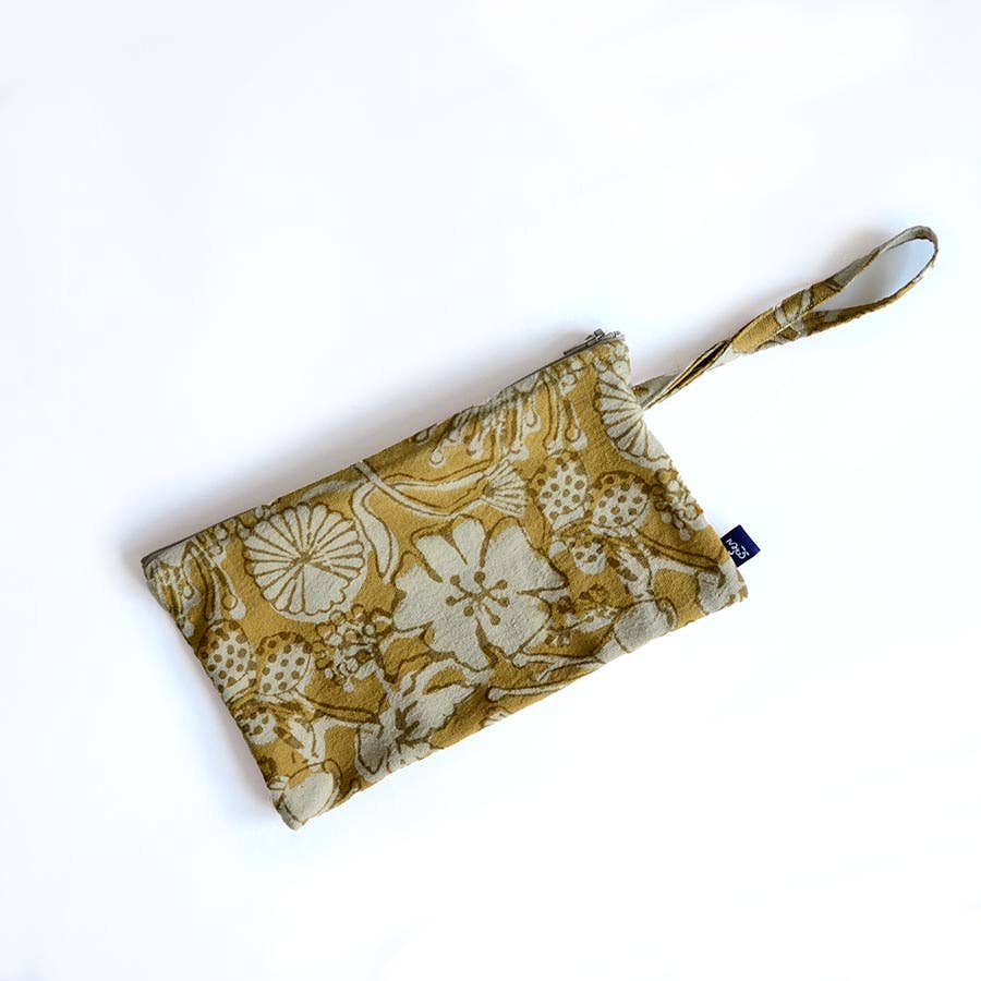Clutch - Handmade Cotton Floral Zip Pouch in Hope Pattern