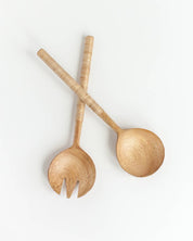 Hand-Carved Thin Woven Mango Wood Salad Servers