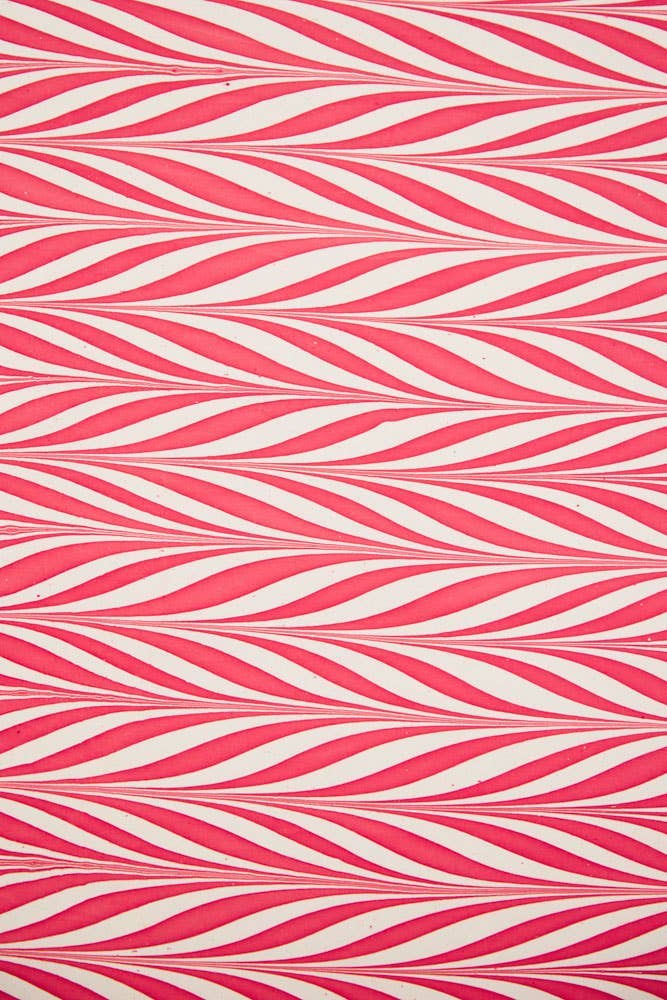 Hand-Marbled Gift Wrapping Paper Sheet - Candy Stripes Red