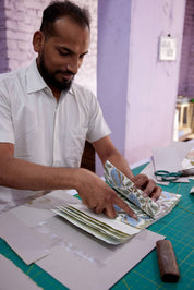 Hand Block Printed Gift Bag - Blue Stone Collection - Variety of Styles (Large)