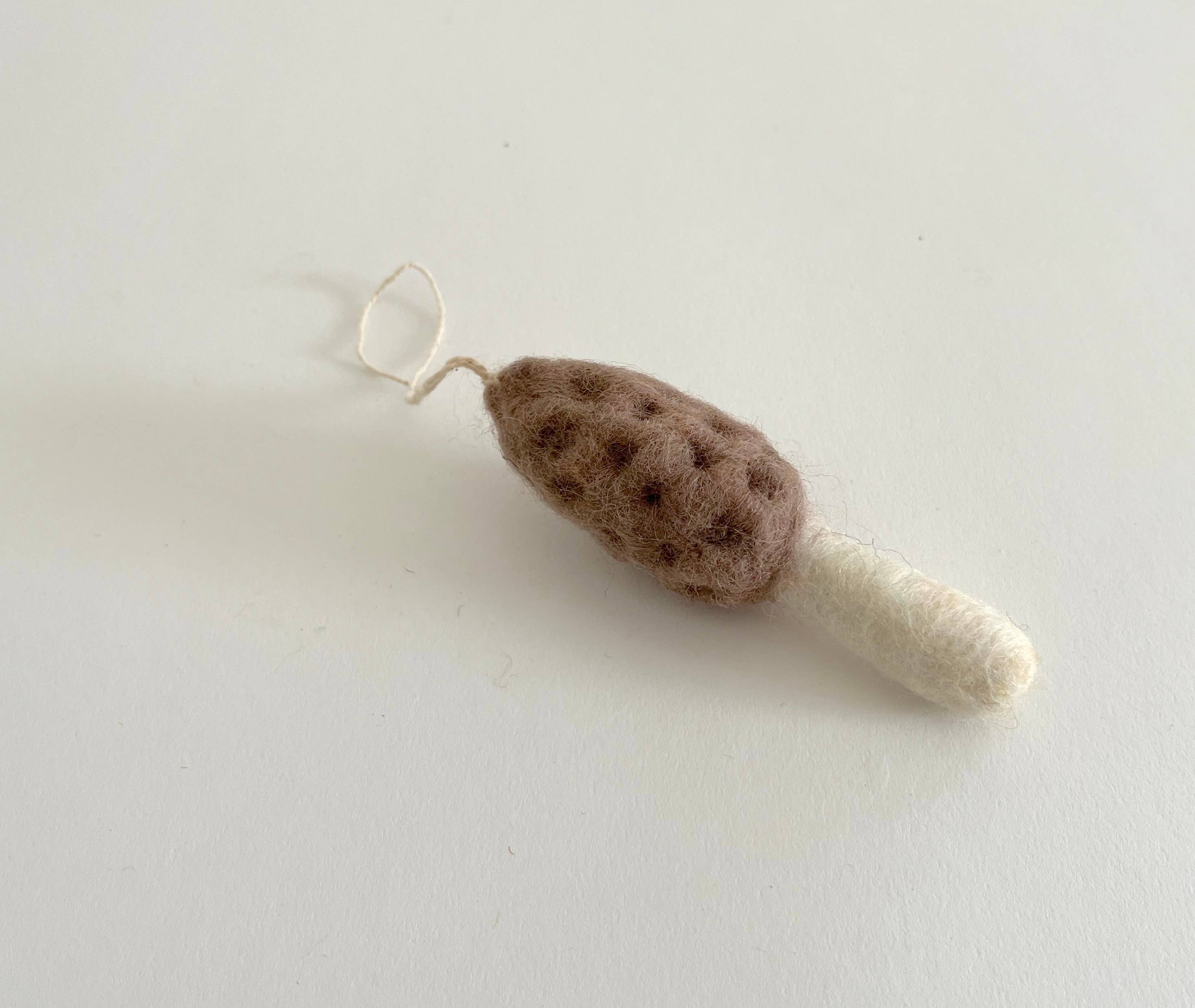 Felted Wool Mushroom Ornament - Morel