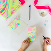 Hand Marbled Greeting Card (in Neon Waves)