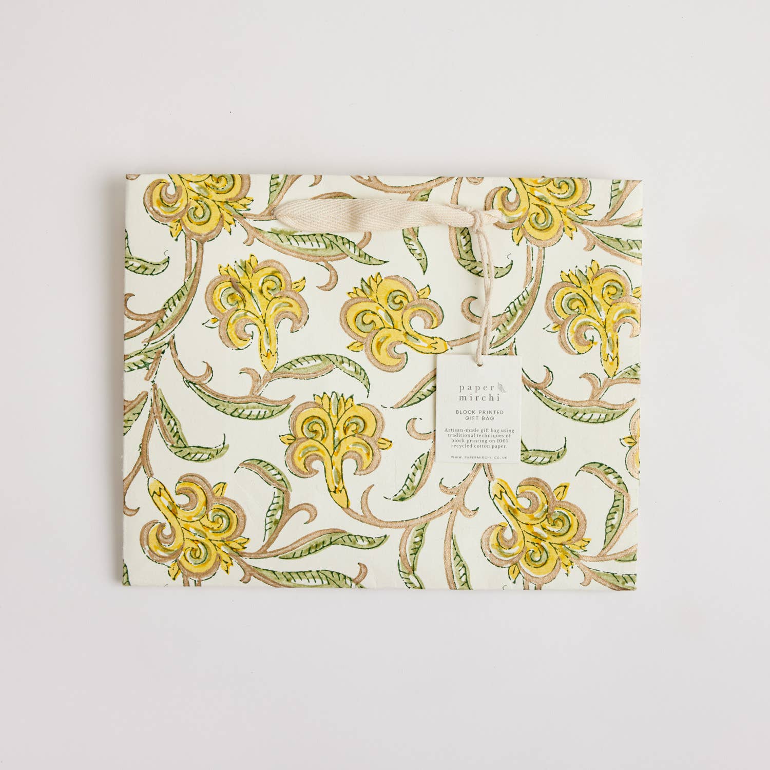 Hand Block Printed Gift Bag - Sunshine Collection - Variety of Styles (Medium)