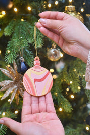 Keepsake Marble Ornament Greeting Card - Bauble Joyful Red