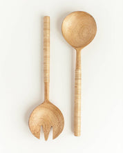 Hand-Carved Thin Woven Mango Wood Salad Servers