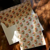 Hand Block Printed Greeting Card (in Daisy Coral)