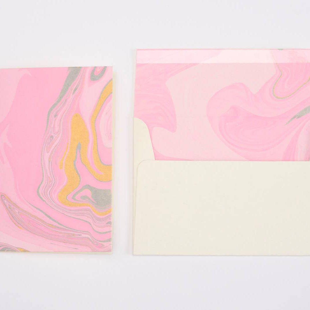 Hand Marbled Greeting Card (in Rose Water)