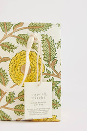 Hand Block Printed Gift Bag - Sunshine Collection - Variety of Styles (Small)