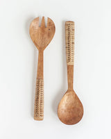 Hand-Carved Braided Mango Wood Salad Servers