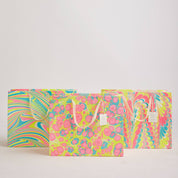 Hand Block Printed Gift Bag - Neon Collection - Variety of Styles (Large)