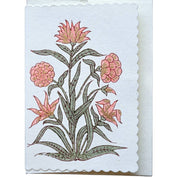 Hand Block Printed Greeting Card (in Kamal Coral)
