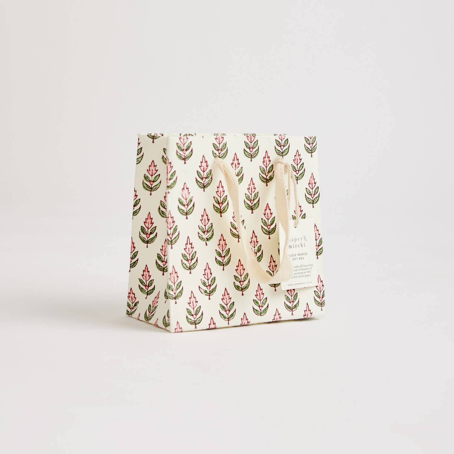 Hand Block Printed Gift Bag - Blush Collection - Variety of Styles (Small)