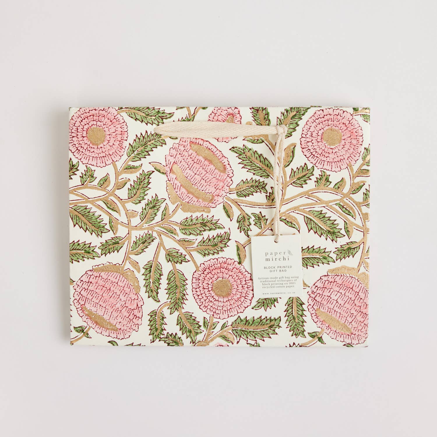Hand Block Printed Gift Bag - Blush Collection - Variety of Styles (Medium)